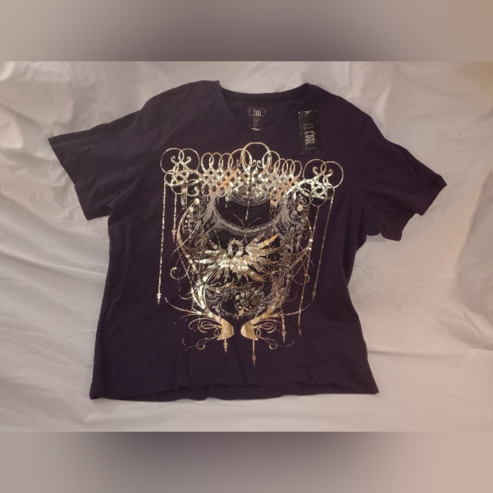 LL Cool J Celtic Design Graphic Shirt Dark Purple Gold Size XXL